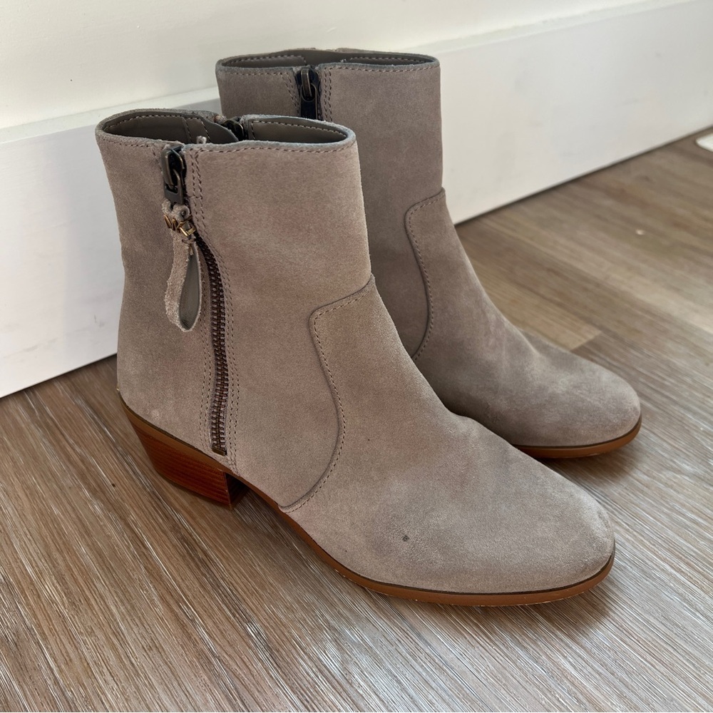 Michael Kors Sawyer Taupe Suede Booties Size 6 Block Heel